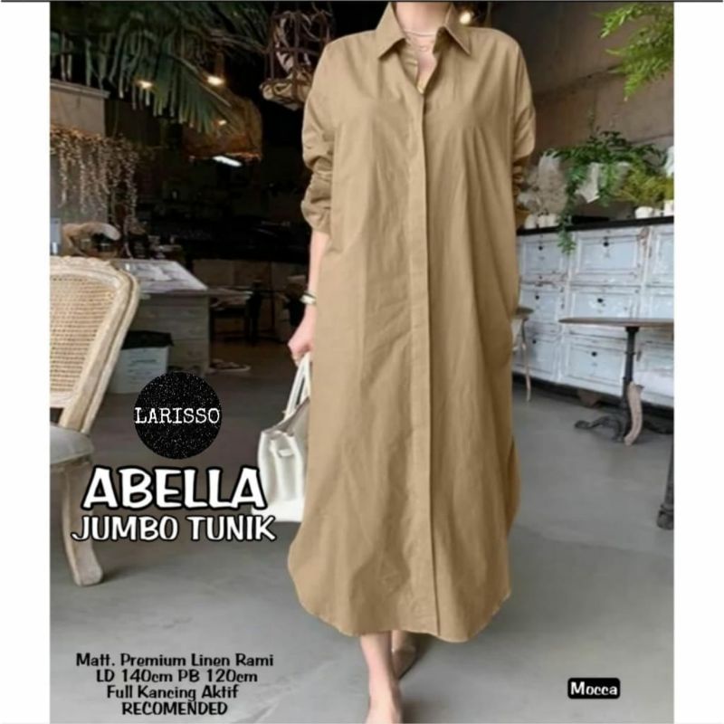 Abella long tunik katun linen jumbo ld 140 4XL