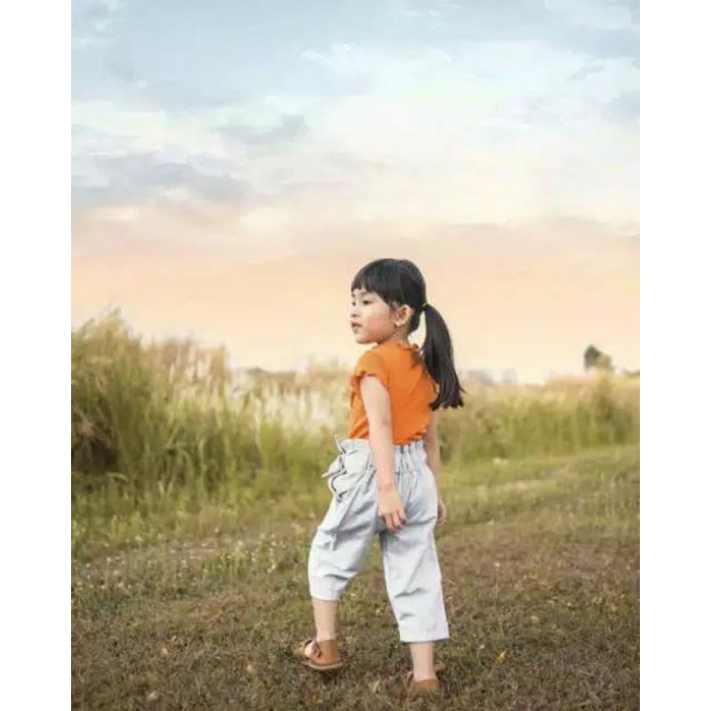 Kaos Atasan Anak / Kaos Ruffle Tee Anak / Lengan Pendek / Bahan Kaos Spandek 2-4 tahun