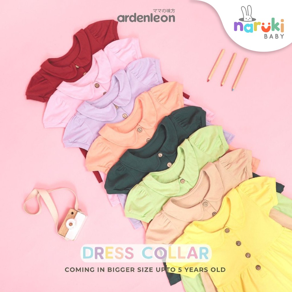 Ardenleon Dress Collar Button Arden Leon Gaun Anak Perempuan