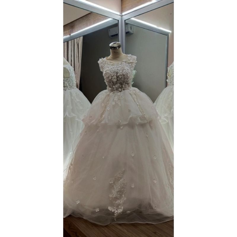 [GRATIS ONGKIR] Gaun wedding ekor 021 / gaun wedding second / gaun wedding preloved
