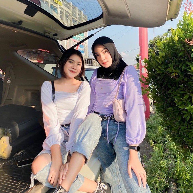 AMANDA LENGAN PANJANG KERUT / TOP SABRINA