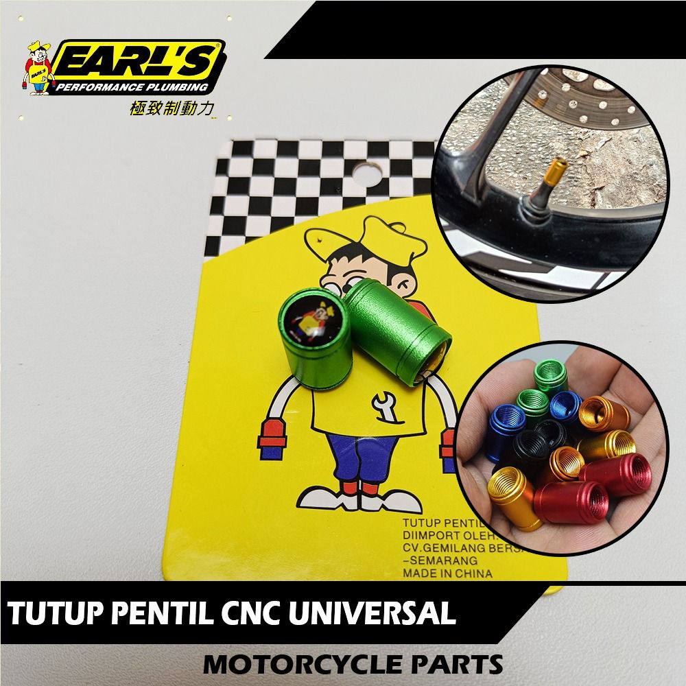 tutup pentil  warna polos earles universal motor, bebek, sport dan metic