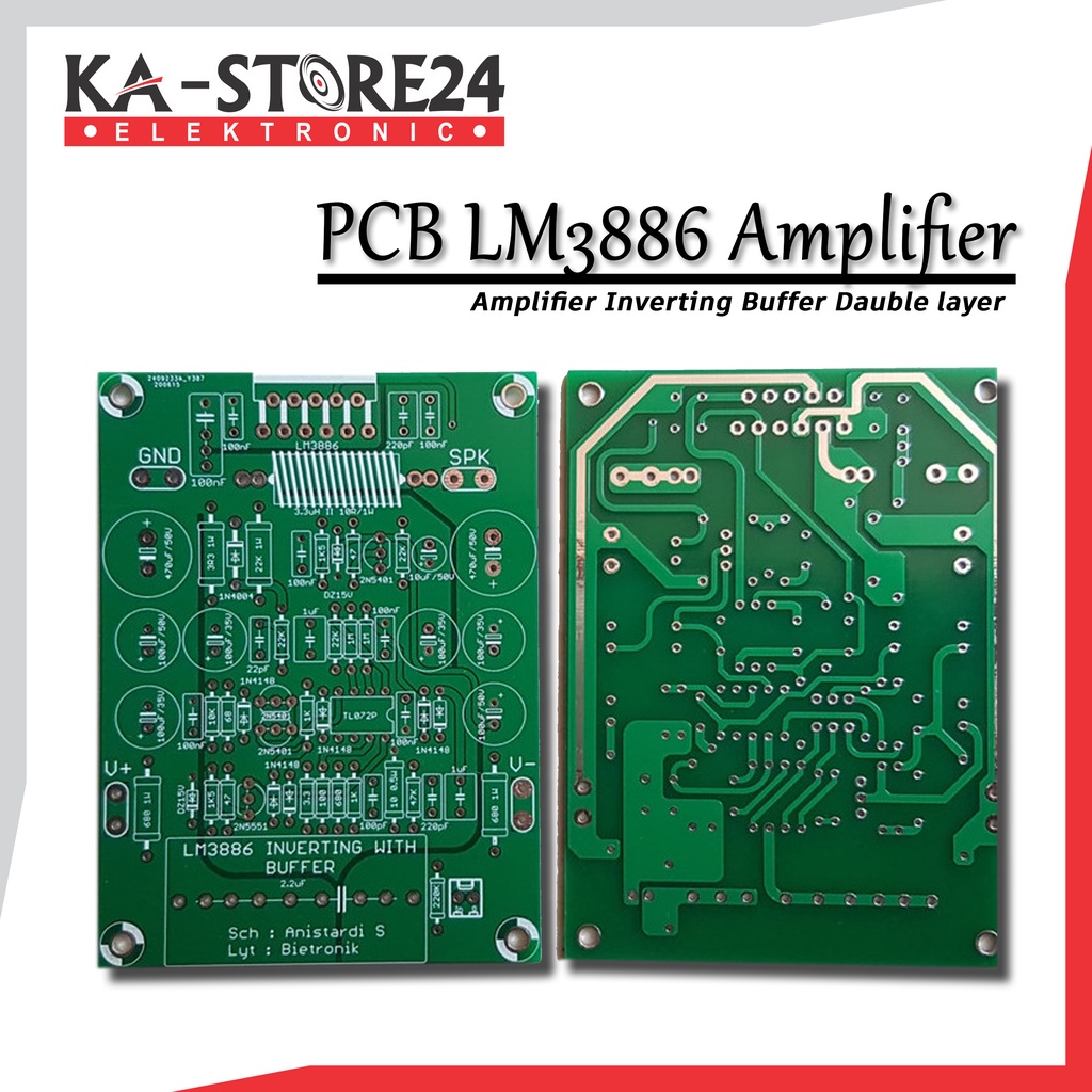 PCB LM3886 Amplifier Inverting Buffer Dauble Layer PTH
