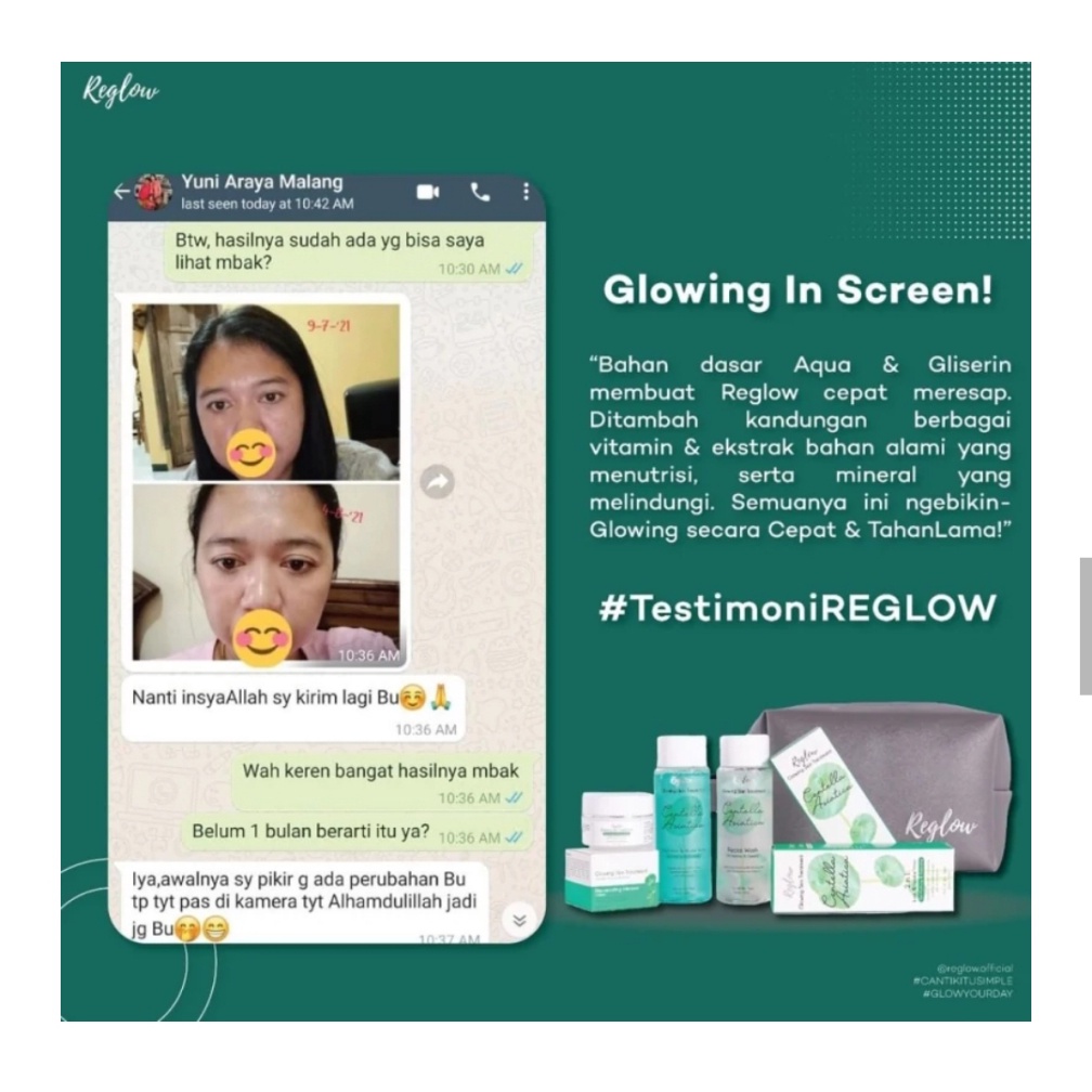 Reglow Skincare Original Series skincare Glowing Skin Treatment harga Ecer toner facial wash dan cream pencerah