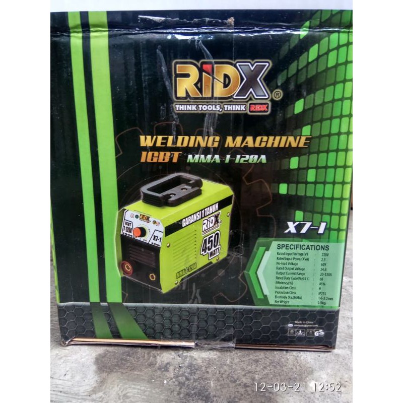 RIDX Mesin Las 450watt 120A baru bergaransi 1th