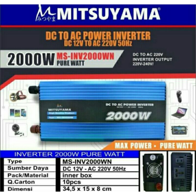 Power Inverter Mitsuyama Pure Sine Wive(PSW) 1800 watt Original