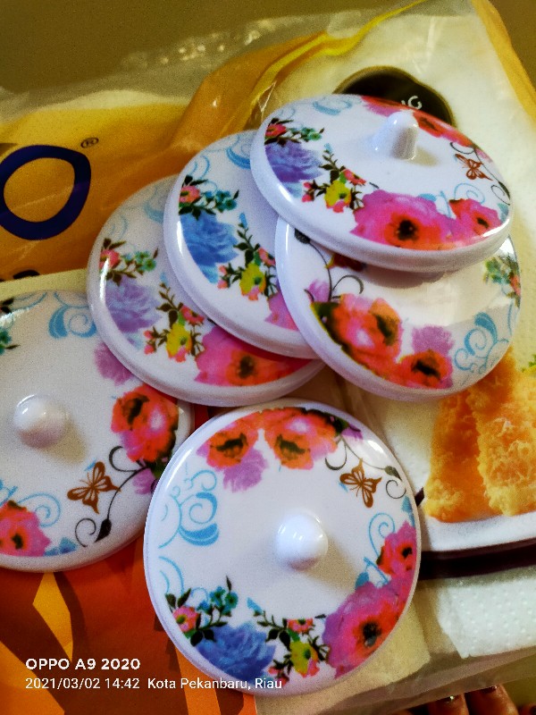 6bh Tutup Gelas Melamin Motif Bunga