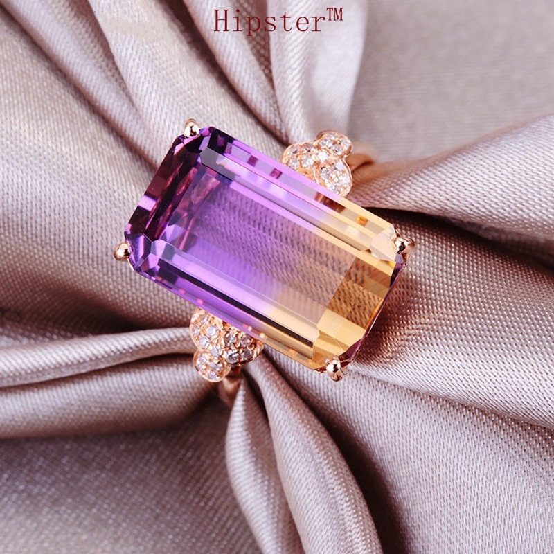 Hot Fashion Elegant Inlaid Square Amethyst Ring