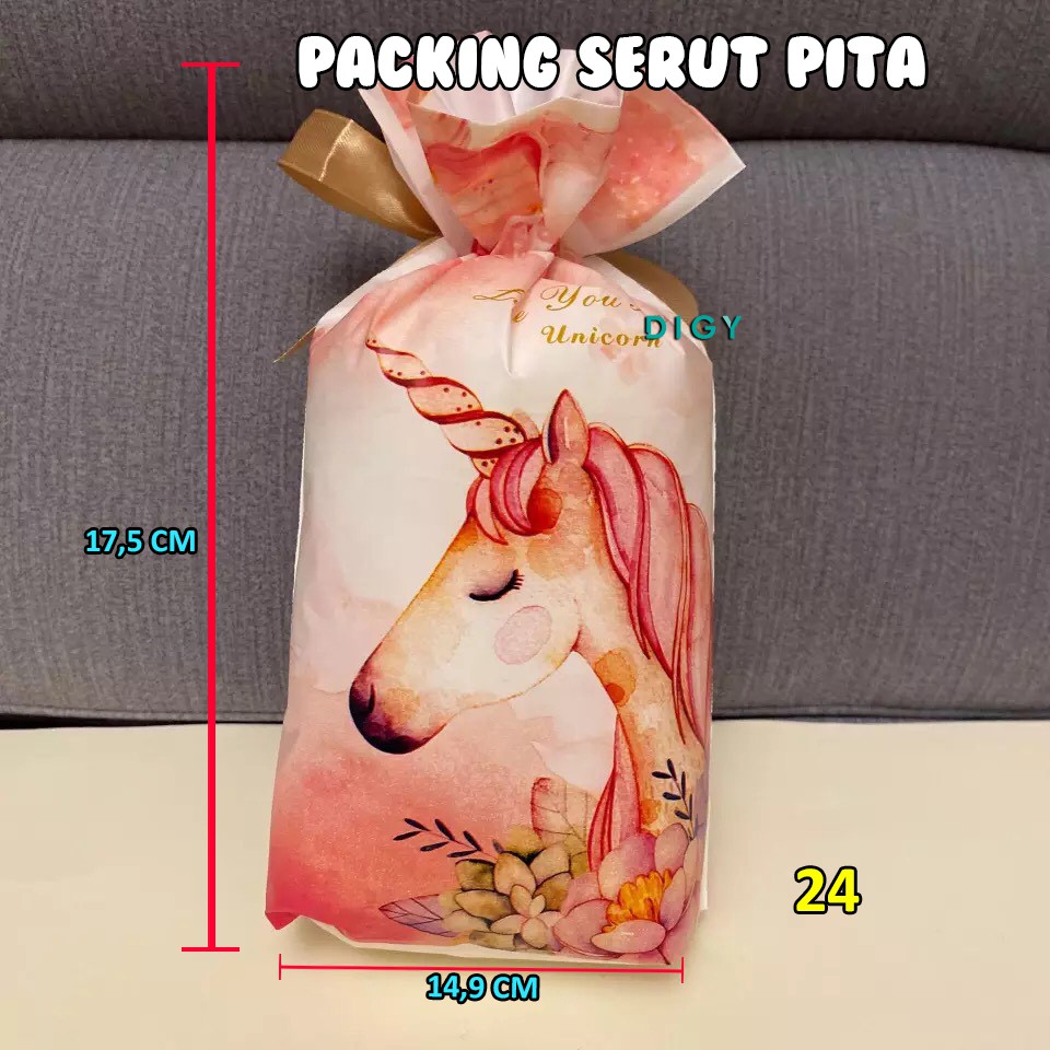 [5 pcs] Sale Murah Pouch Plastik Serut Cookies Coklat Packing Kantong Serut Lucky Cat Motif bunga love dan buah