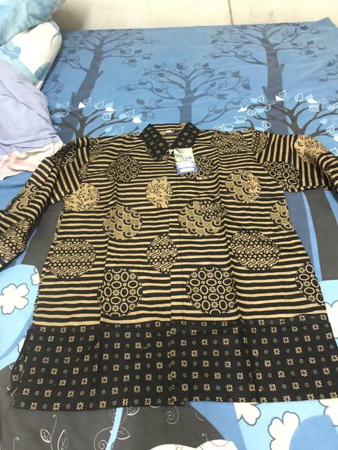 Batik Couple Notoarto Batik Ipnu-ippnu Kemeja Pria Sogan Lawasan Manuk Kembar Katun Cap Solo Shofia