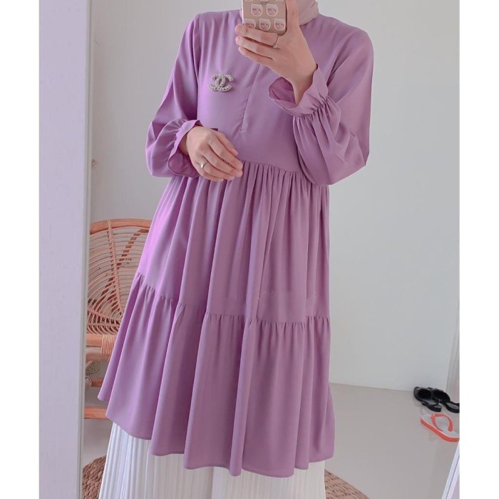 Tunik Wanita SL ATASAN MUSLIM WANITA JUMBO | SORAYA POLOS JUMBO WANITA LILAC S1R5 Premium Dress Tuni