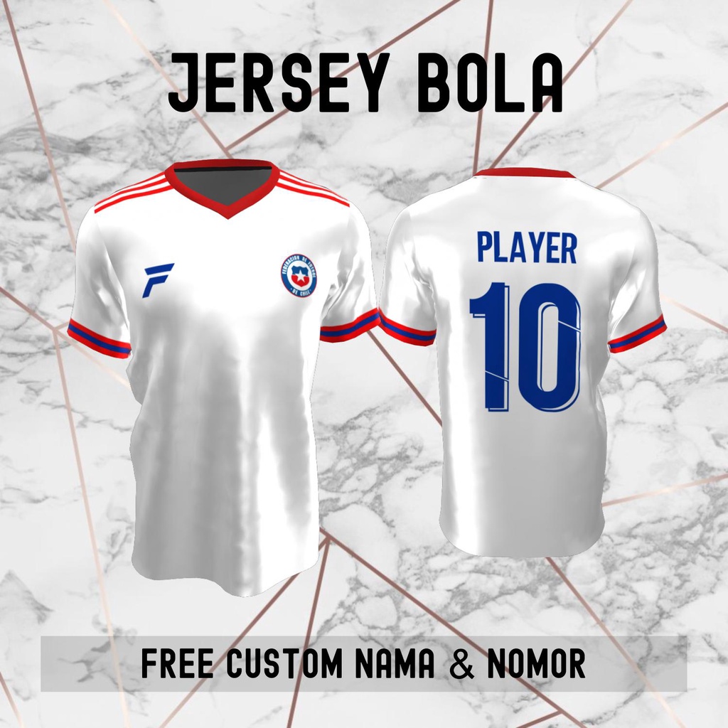 Jersey Chile Timnas Negara Bola Baju Kaos Custom Nama dan Nomor Punggung - 144