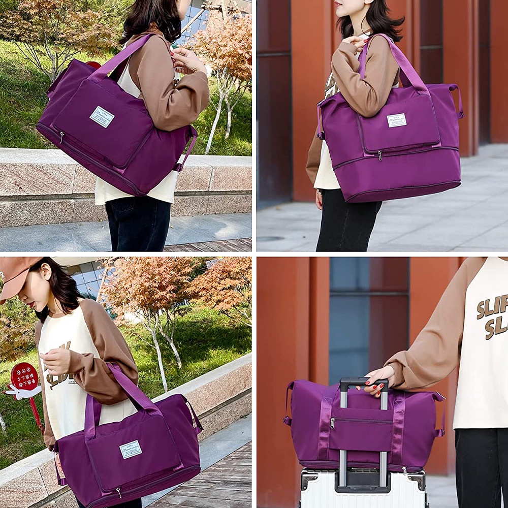 TAS TRAVEL LIPAT TRAVEL BAG JINJING JUMBO ANTI AIR Dapat Dilipat Baju Gym Senam Olahraga Wanita Pria Korea Style