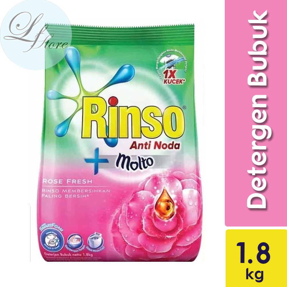 Rinso Bubuk Anti Noda Rose Fresh + MOLTO 1,8KG / DETERJEN 1800gram