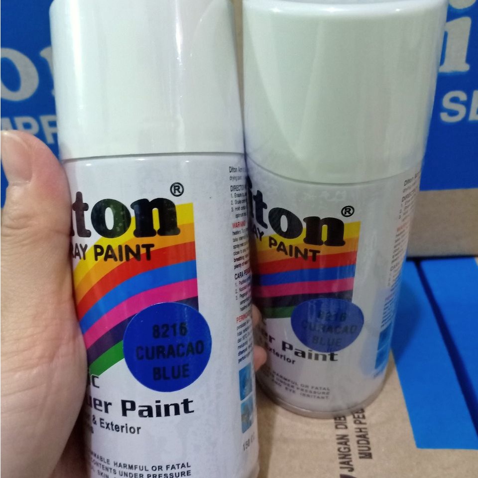 DITON Spray Paint Acrylic Lacquer Paint Pilox Cat Semprot - 8216 Curacao Blue / Biru Metallic / Blue Lagoon (150cc/Kecil)