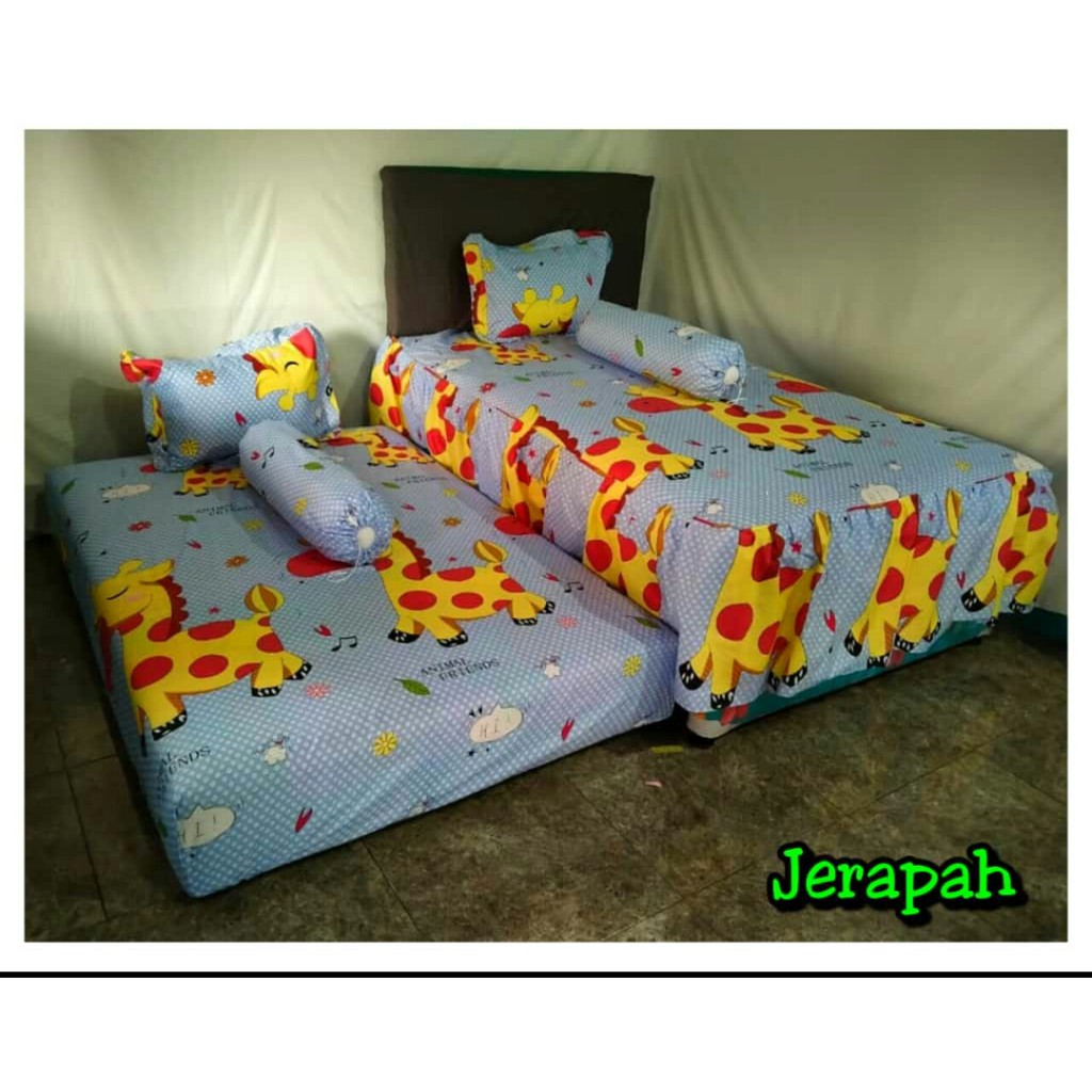 Sprei SpringBed Sorong Rumbai Katun Anak Motif Jerapah