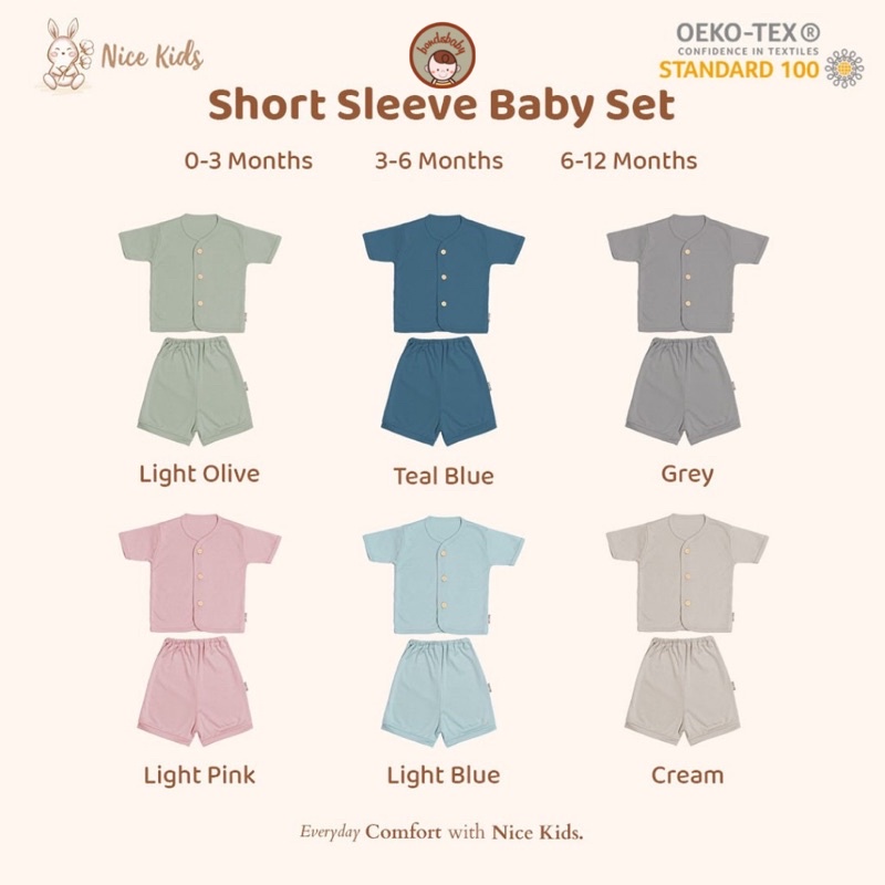 Nice Kids Short Sleeve Baby Set - Setelan Pendek Bayi