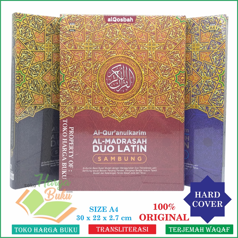 Foto Al-Quran Al-Madrasah Duo Latin SAMBUNG A4 HC UKURAN BESAR Mushaf Al Qur'an Transliterasi Latin Tajwid dan Terjemah Waqaf Jeda Terus Ibtida' Al-Qur'anulkarim Al Madrasah Duo Latin P