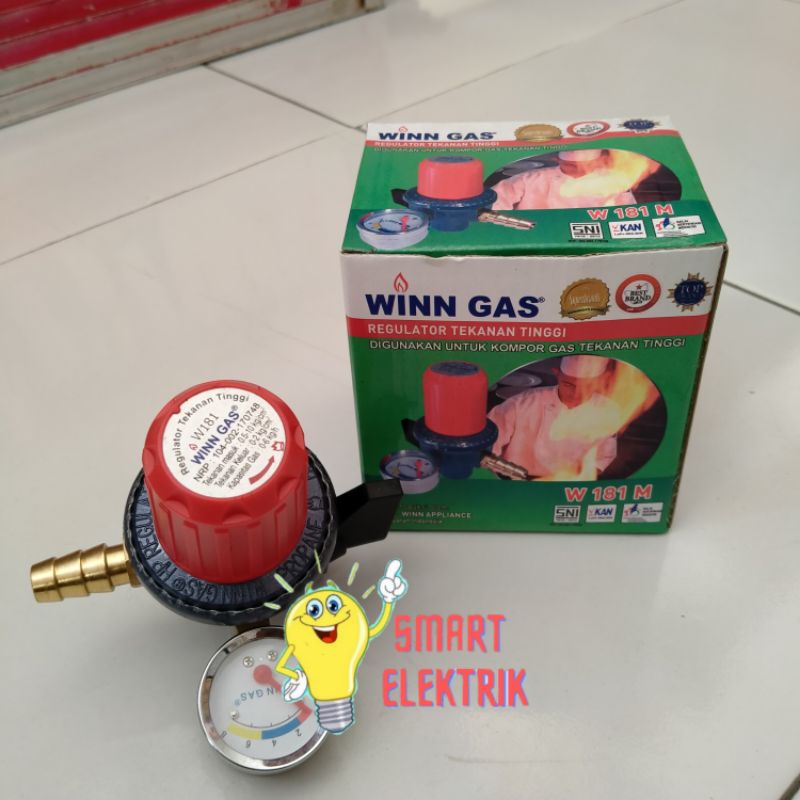 Regulator Gas Elpiji WinnGas Putar + Meter/ Kepala Gas LPG WinnGas Pengatur Tekanan W 181 M