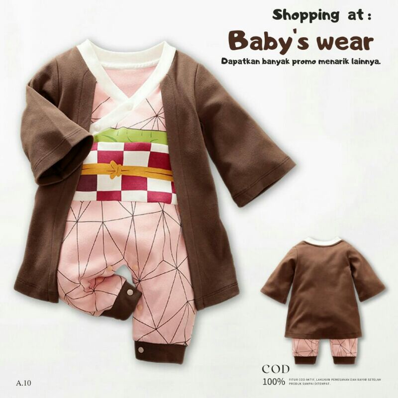 Bayi PEREMPUAN Jumper Bayi Anime Kimetsu No Yaiba NEZUKO Baju Bayi 0 2 tahun IMPORT