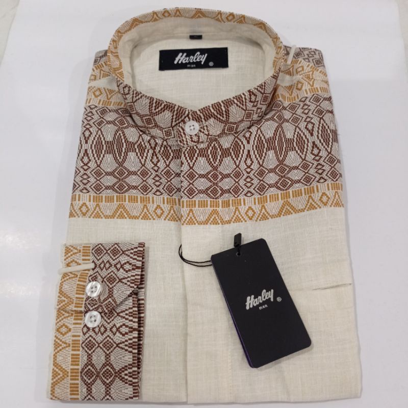 [Brandedbaby] Setelan Kemeja Koko Anak Senshukei Couple Dewasa Lengan Pendek Putih Kemeja Koko Pria 