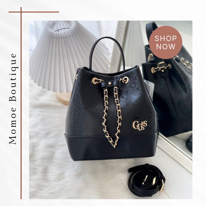GB340 Tas Tote Wanita Guess Drawstring Bucket Bag