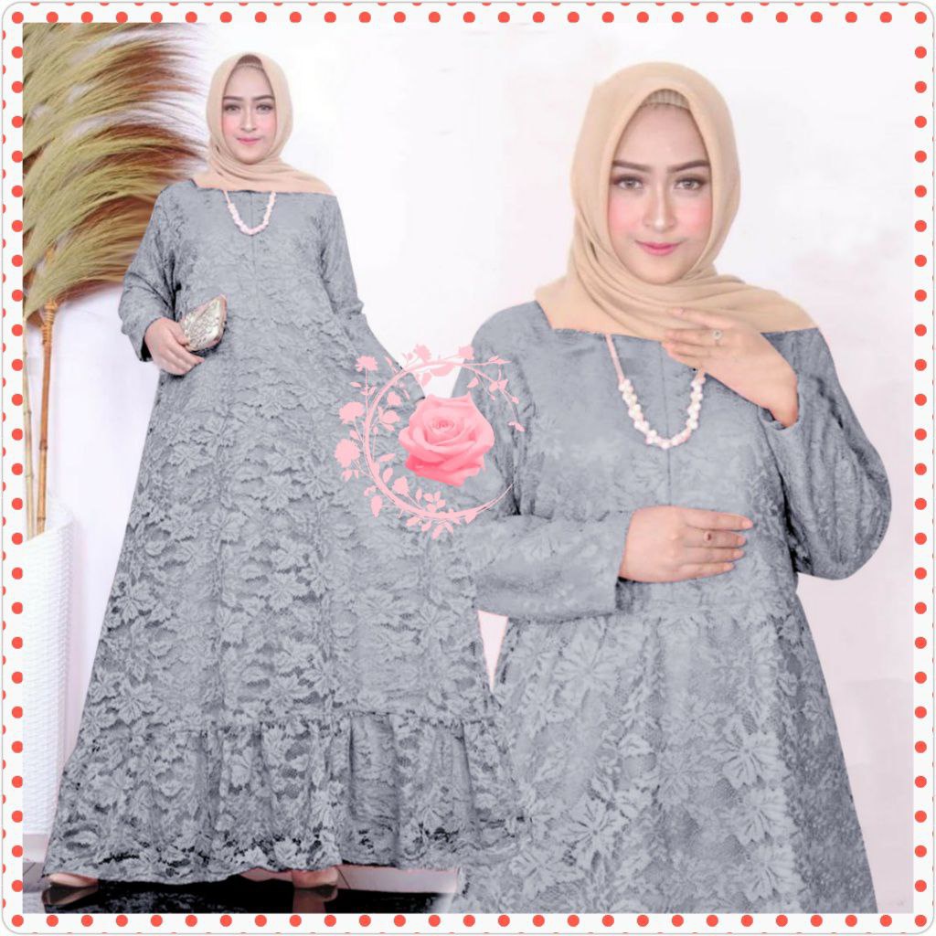 MX VIVI MAXI BRUKAT ORIGINAL IMPORT LENGAN PANJANG / GAMIS FASHION WANITA / DRESS PESTA