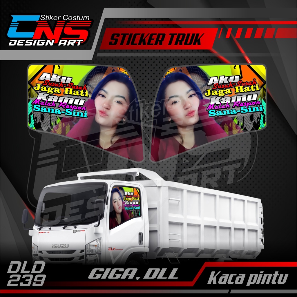 Jual Stiker Kaca Pintu Depan Truk Isuzu Giga Custom Foto Cewek Cantik