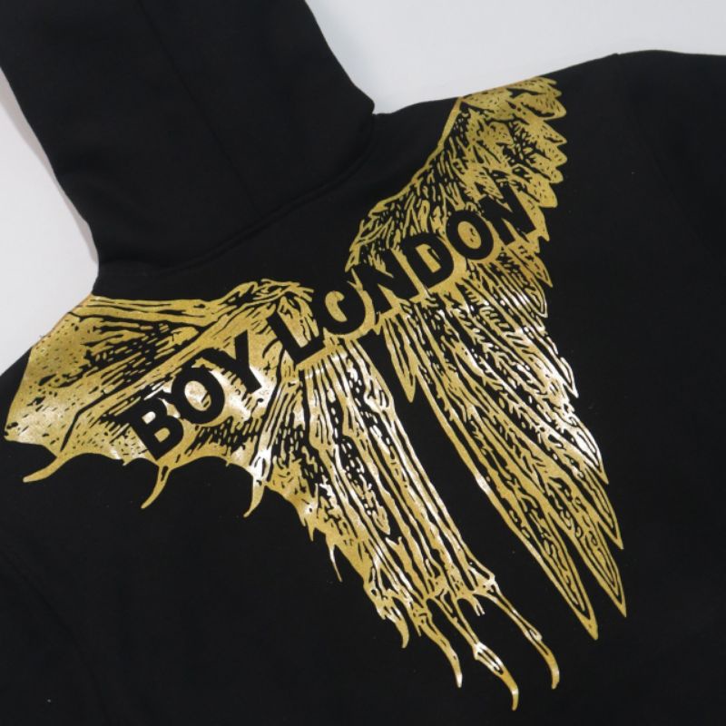 SWEATER HOODIE BOY LONDON HITAM AUTHENTIC GOLD