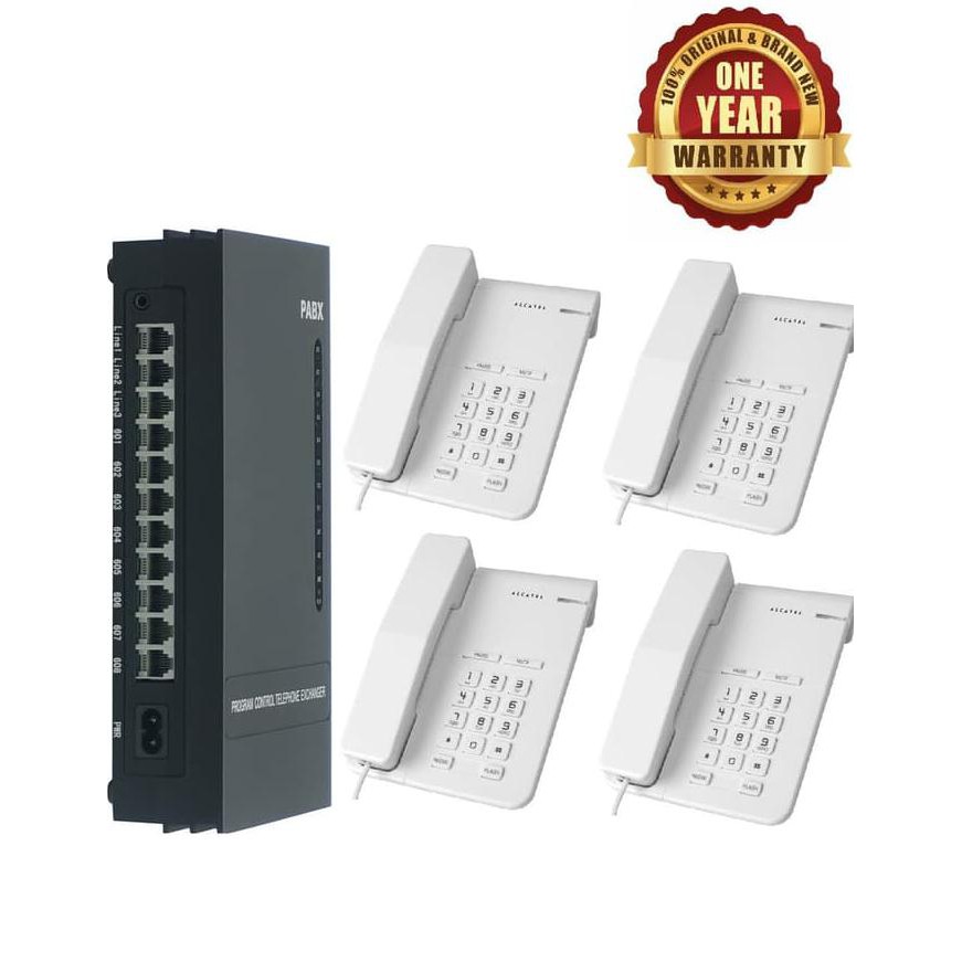 Murah Pabx Mini GENEX 308 + 4 Alcatel T22 Putih setara sahitel PB308