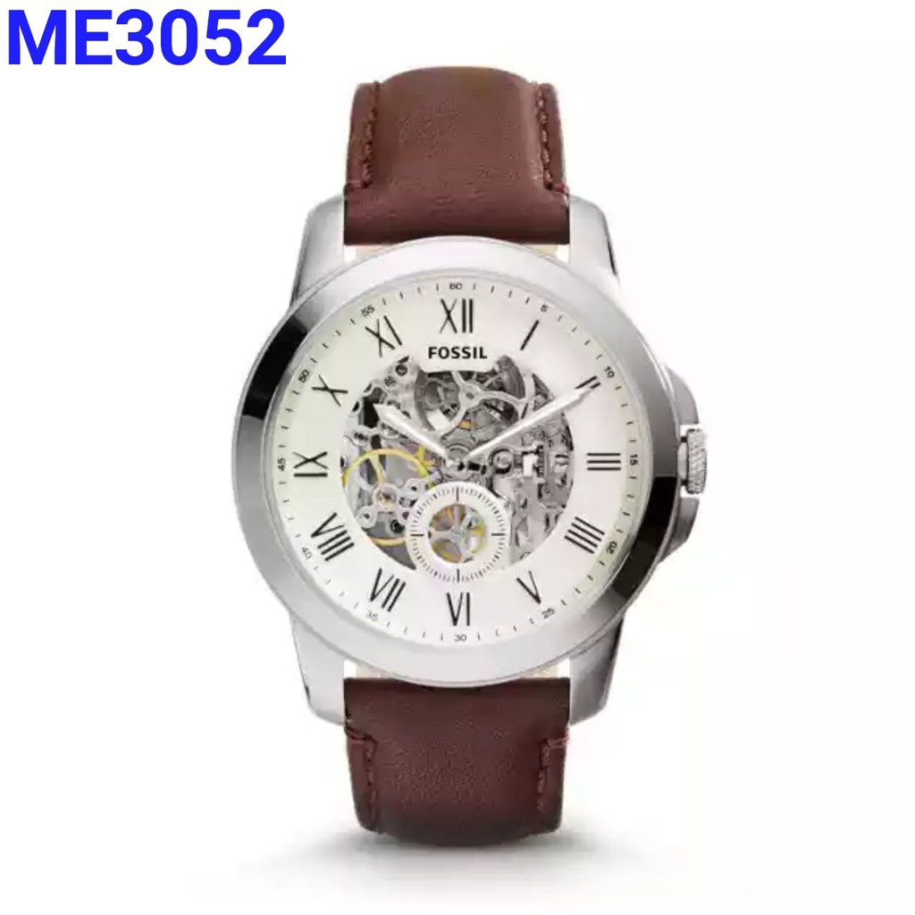 terlaris FOSSIL ME 3052 Original automatic, strap kulit, 44mm include box tin ,manual book