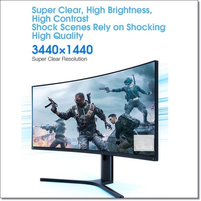Xiomi Ultra Wide Curved Gaming Monitor 1440P 144Hz Free-Sync 34 Inch