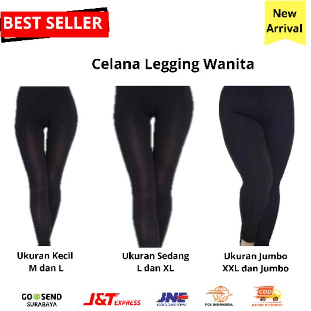 Legging Hitam Polos Bahan Kaos Spandex Ukuran M L XL XXL XXXL SUPER JUMBO TRENDI