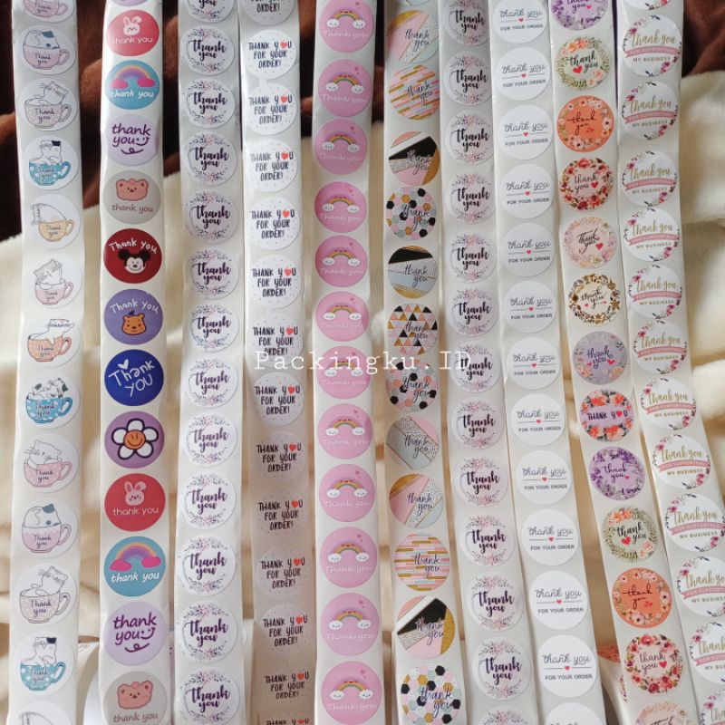 [Kecil 2.5cm] Sticker Label Thank You | Segel Roll 500 pc-1