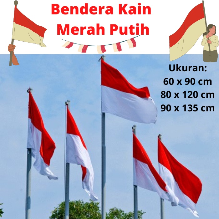 Bendera Merah Putih - Bendera Kain Merah Putih Indonesia - Bendera Merah Putih Kain Premium Besar Jumbo