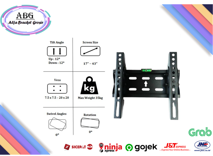 Bracket TV 43 40 32 24 17 inch, Braket TV Samsung 17 - 43 inch Premium