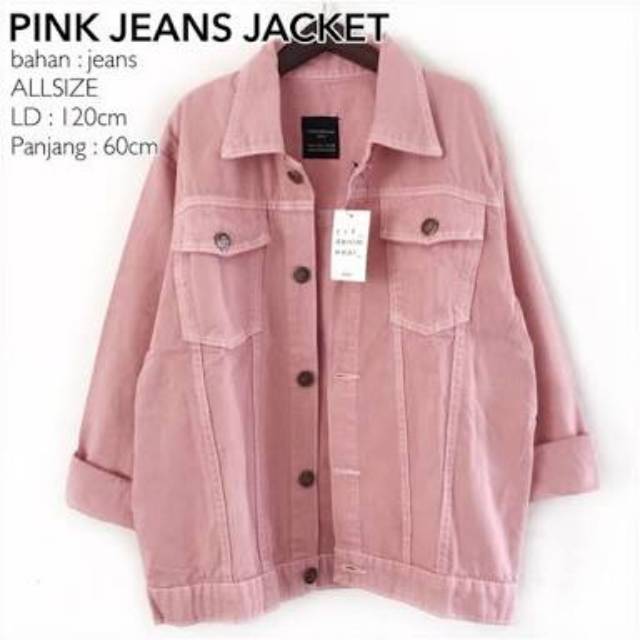 jaket denim pink