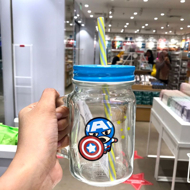 MARVEL JAR MUG CAPTAIN AMERICA 470 ML MINISO TUMBLER MARVEL TUMBLER CAPTAIN AMERICA
