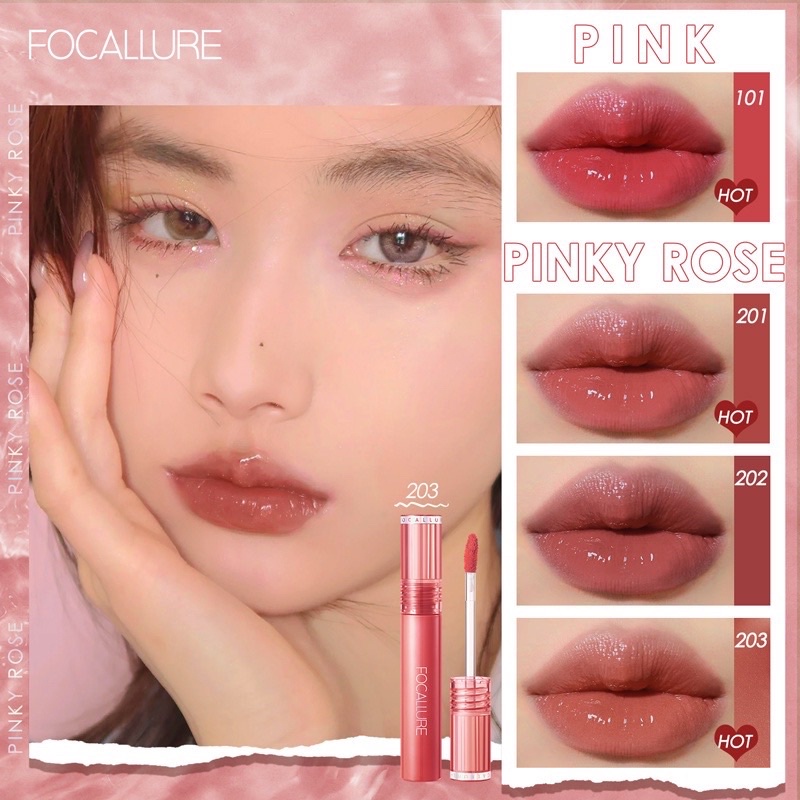 FOCALLURE Glossy Tint Jelly Clear Dewy Lip Tint - Tahan lama Lipstick Liptint