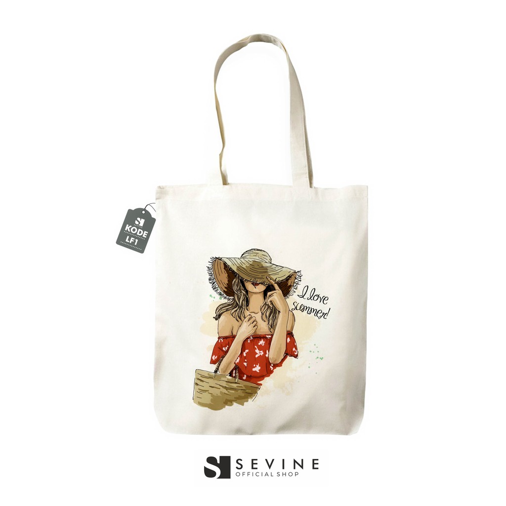 Sevine Totebag Drill Tas Fashion Wanita Tote Bag Resleting Girly Models - LF
