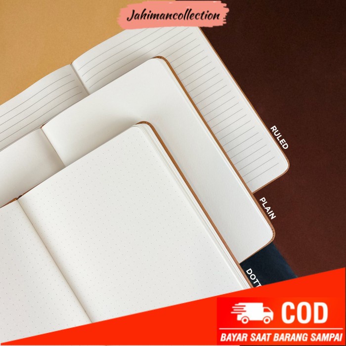 

✨ BISA COD ✨ A5 Notebook - Plain / Dotted Paper - Black Smoke Fabric - Dotted