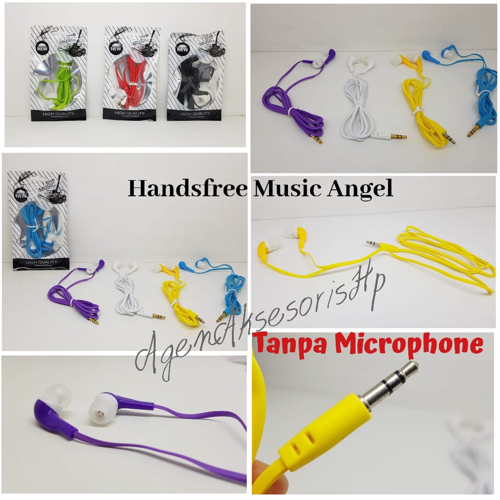 Handsfree Music Angel TANPA MICROPHONE Headset Angel Stereo Bass Earphone Angel