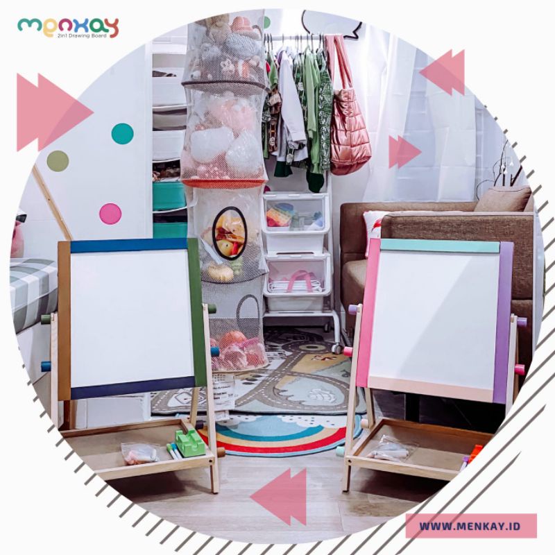 Menkay Drawing Board 2 in 1 (Papan Tulis 2 sisi)