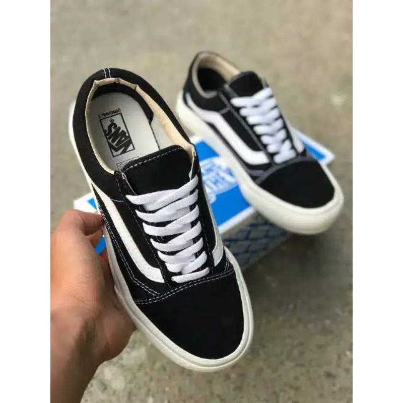 SEPATU VANS OLDSKOOL BLACK WHITE OG VAULT WAFFLE DT DOUBLE FOXING BNIB