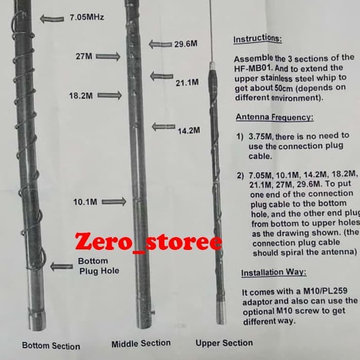 HF MB01 Antena Mobil HF 3 STICK 3.75-30MHz 130W antena radio SSB mobil Antenna 3.75 - 30 mHz