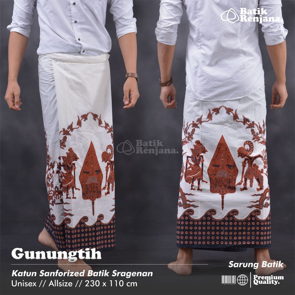 GUNUNGTIH Sarung Batik Pria Cowok Dewasa Premium Motif Batik Lebaran Asli Solo ALL Size RENJANA