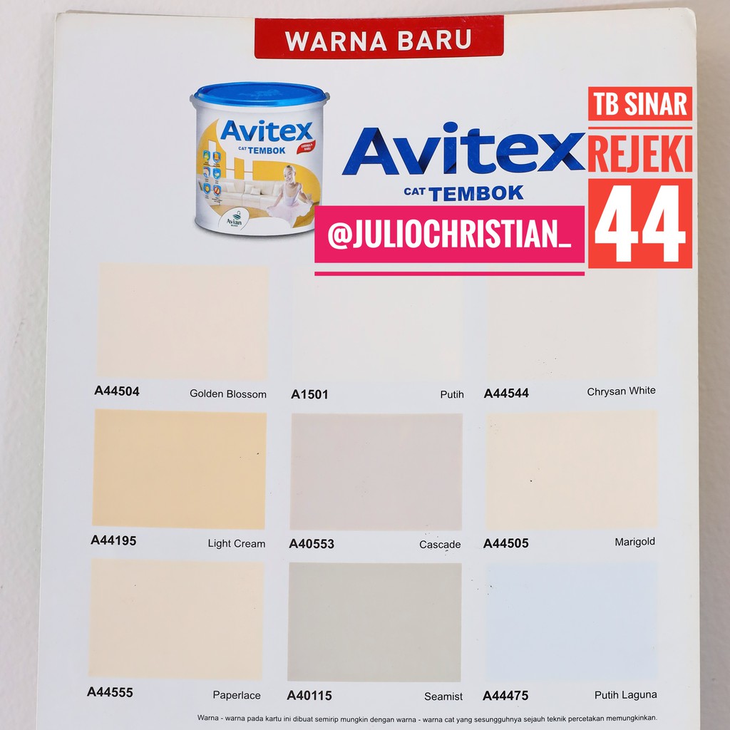 Avitex Galon 5 Kg Cat Tembok Dinding Plafon Interior 5kg Warna Lengkap Avian Brands Shopee Indonesia