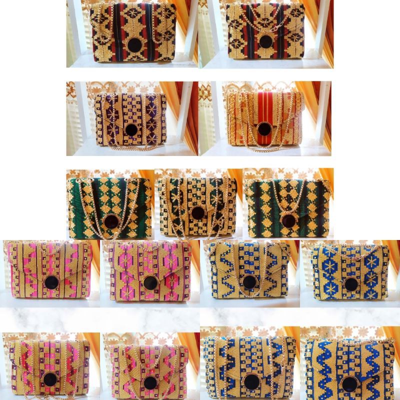 Tas Tapis Jamajaghi Full Sulam Tangan Lampung Warna Pink, Ungu, Biru