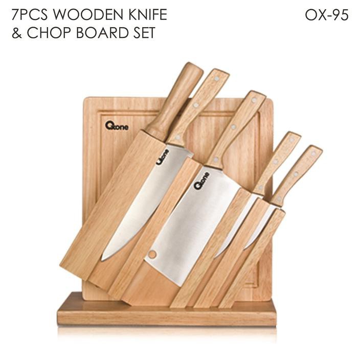 Pisau Set | Oxone 7Pcs Wooden Knife & Chop Board / Pisau Talenan Set 7