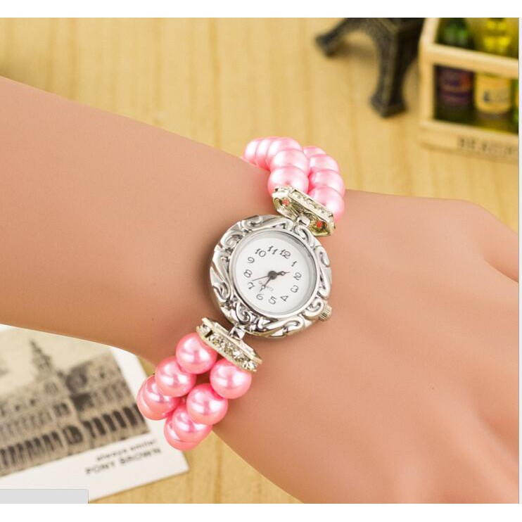 Bayar Di Tempat Jam Tangan Quartz Dengan Hiasan Mutiara Untuk